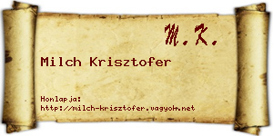 Milch Krisztofer névjegykártya